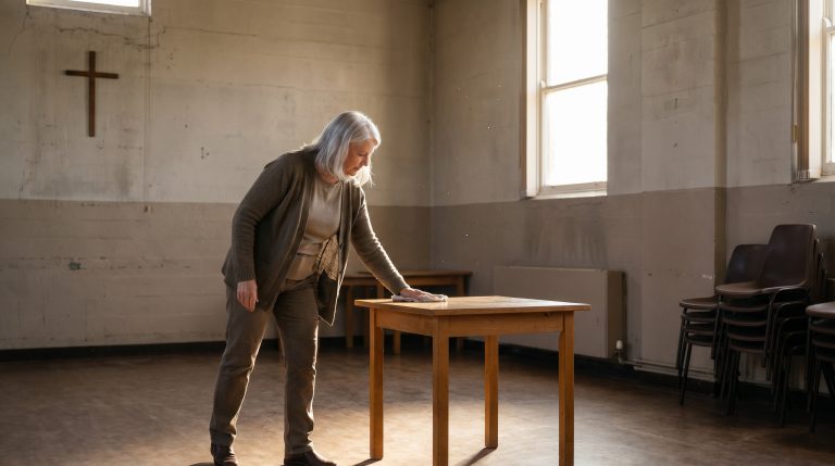 A woman quietly serving in a simple room, representing faithful obedience that happens unseen.